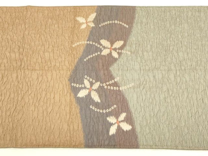 平和屋着物◎六通太鼓柄袋帯 ふくれ織 花蝶文 逸品 DAAI2630ox