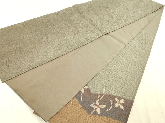 平和屋着物◎六通太鼓柄袋帯 ふくれ織 花蝶文 逸品 DAAI2630ox