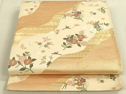 平和屋着物◎六通柄袋帯 雅園春秋文 金糸 逸品 DAAI2631ox