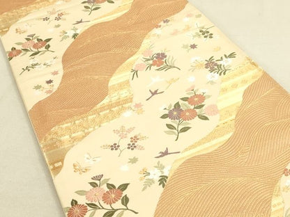 平和屋着物◎六通柄袋帯 雅園春秋文 金糸 逸品 DAAI2631ox