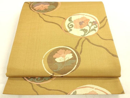 平和屋着物◎六通柄袋帯 花の詩 更紗花丸文 逸品 DAAI2641ox