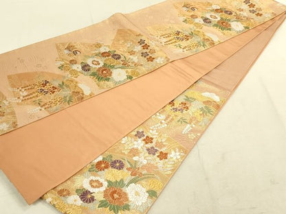 平和屋着物◎六通柄袋帯 唐織 地紙鴛鴦花文 金銀糸 逸品 DAAI2646ox