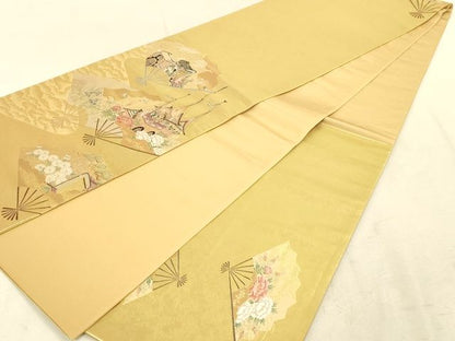 平和屋着物◎六通太鼓柄袋帯 扇面洛中図 金糸 引箔 逸品 DAAI2670ox