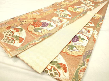 平和屋着物◎佐賀錦 六通柄袋帯 唐織 地紙吉祥花文 金糸 逸品 DAAI3781tw
