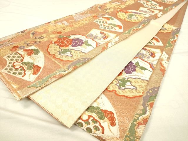 平和屋着物◎佐賀錦 六通柄袋帯 唐織 地紙吉祥花文 金糸 逸品 DAAI3781tw