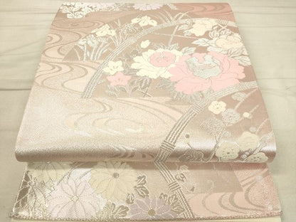 平和屋着物◎六通柄袋帯 籬花文 銀糸 逸品 DAAI3782tw