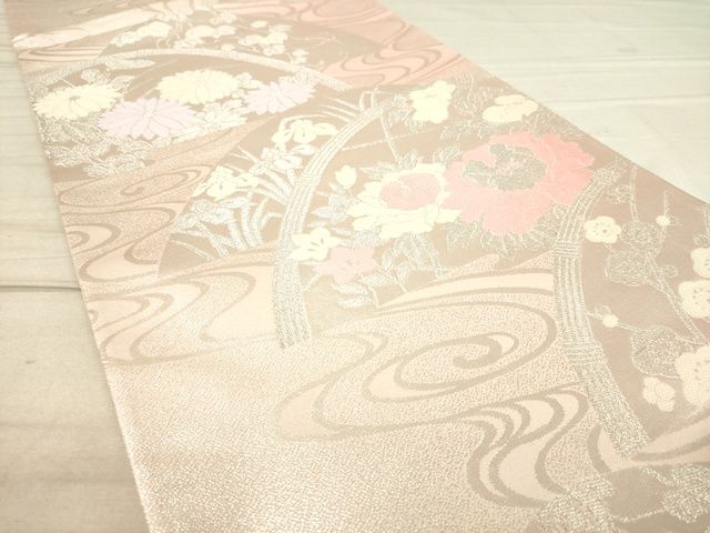 平和屋着物◎六通柄袋帯 籬花文 銀糸 逸品 DAAI3782tw