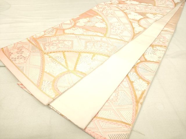 平和屋着物◎六通柄袋帯 唐織 源氏車花文 金銀糸 逸品 DAAI3791tw