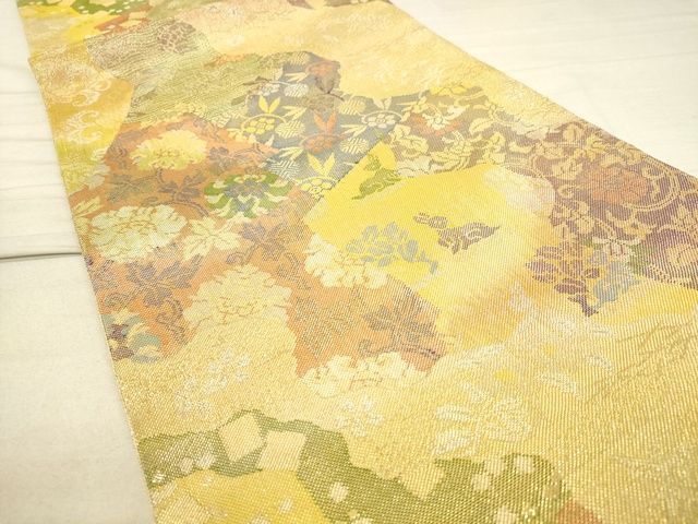 平和屋着物◎六通柄袋帯 七彩佐賀錦 名物裂花文 金銀糸 逸品 DAAI3798tw