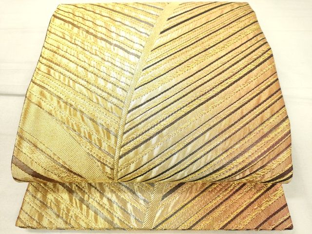 平和屋着物◎六通柄袋帯 変わり縞 金糸 逸品 DAAI3809tw