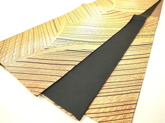 平和屋着物◎六通柄袋帯 変わり縞 金糸 逸品 DAAI3809tw