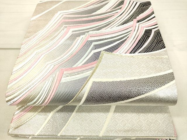 平和屋着物◎六通柄袋帯　唐織　立波文　金銀糸　逸品　DAAI3816tw