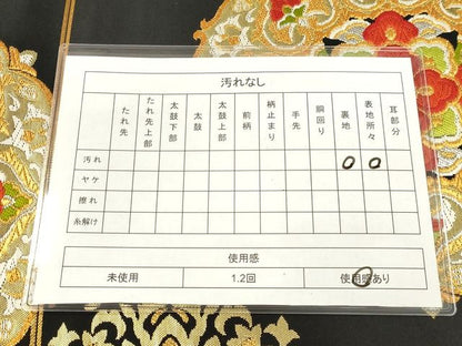 平和屋着物◎六通柄袋帯　正倉院花文　黒地　金銀糸　逸品　DAAI3818tw
