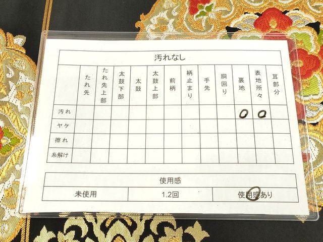 平和屋着物◎六通柄袋帯　正倉院花文　黒地　金銀糸　逸品　DAAI3818tw
