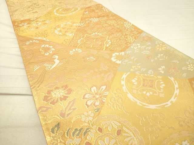 平和屋着物◎六通柄袋帯 切嵌鳳凰花文 金糸 逸品 DAAI3841tw
