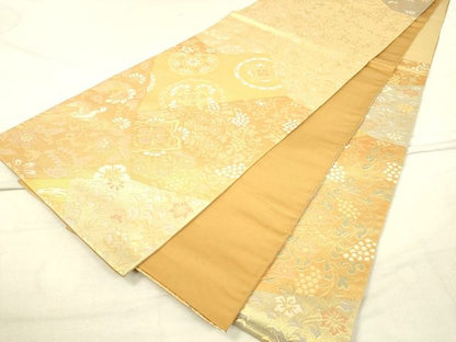 平和屋着物◎六通柄袋帯 切嵌鳳凰花文 金糸 逸品 DAAI3841tw
