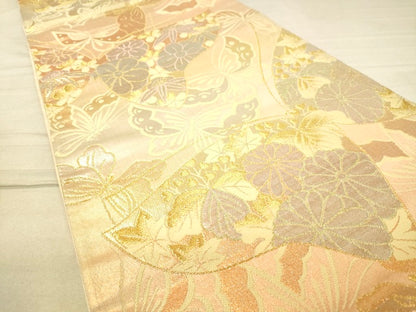 平和屋着物◎六通柄袋帯 花蝶文 金銀糸 逸品 DAAI3935tw