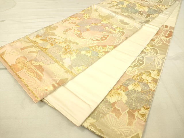 平和屋着物◎六通柄袋帯 花蝶文 金銀糸 逸品 DAAI3935tw