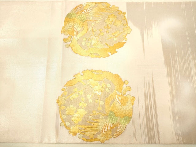 平和屋着物◎六通太鼓柄袋帯 花鳥文 金銀彩 引箔 逸品 DAAI3943tw