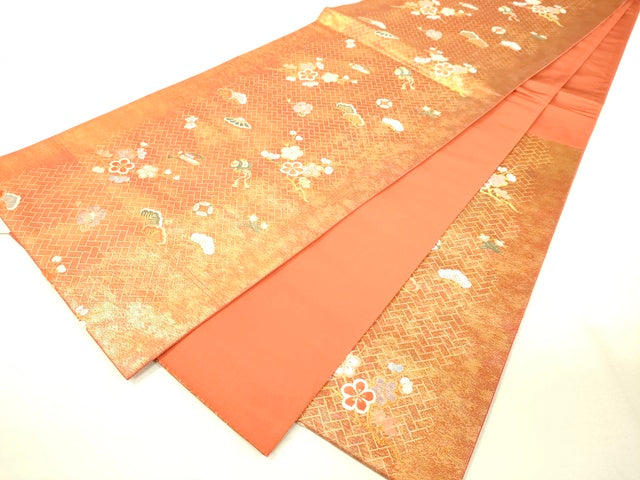 平和屋着物◎六通柄袋帯 唐織 宝尽くし花文 金糸 引箔 逸品 DAAI3945tw