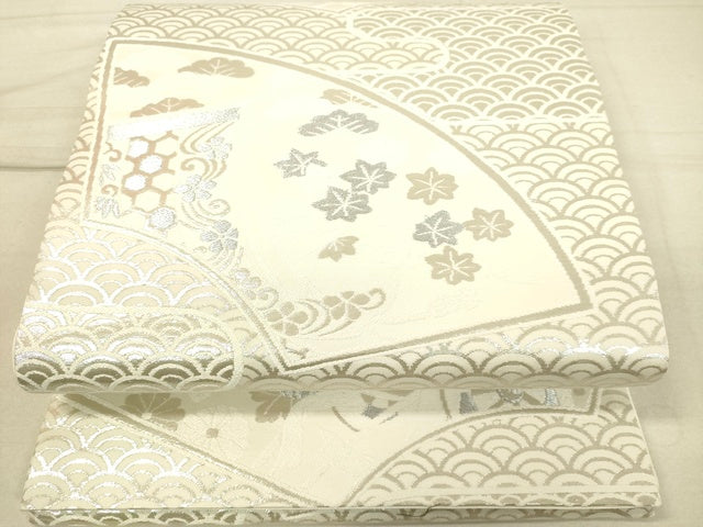 平和屋着物◎六通柄袋帯 地紙御所車文 銀糸 逸品 DAAI3970tw