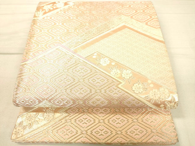 平和屋着物◎六通柄袋帯 松皮菱吉祥花文 金糸 逸品 DAAI3986tw