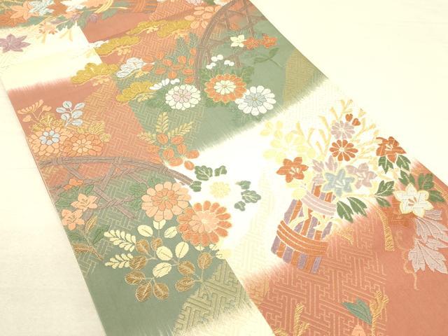 平和屋着物◎六通柄袋帯 唐織 草花 能衣の美 金銀糸 鈴乃屋扱い 逸品 DAAI4179yyy