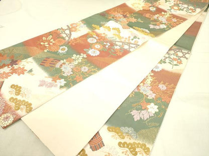 平和屋着物◎六通柄袋帯 唐織 草花 能衣の美 金銀糸 鈴乃屋扱い 逸品 DAAI4179yyy
