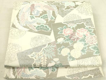平和屋着物◎六通柄袋帯 唐織 花鳥色紙文 プラチナ箔 逸品 DAAI4190yyy