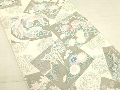 平和屋着物◎六通柄袋帯 唐織 花鳥色紙文 プラチナ箔 逸品 DAAI4190yyy