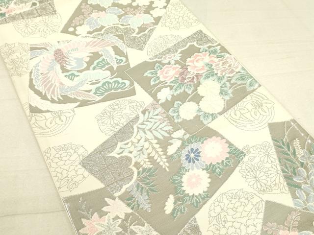 平和屋着物◎六通柄袋帯 唐織 花鳥色紙文 プラチナ箔 逸品 DAAI4190yyy