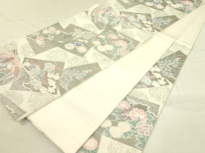 平和屋着物◎六通柄袋帯 唐織 花鳥色紙文 プラチナ箔 逸品 DAAI4190yyy