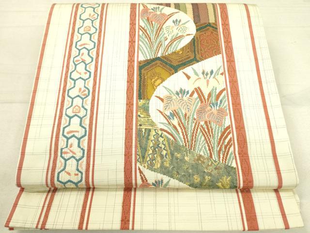 平和屋着物◎太鼓柄袋帯 吉祥花間道 逸品 DAAI4218yyy