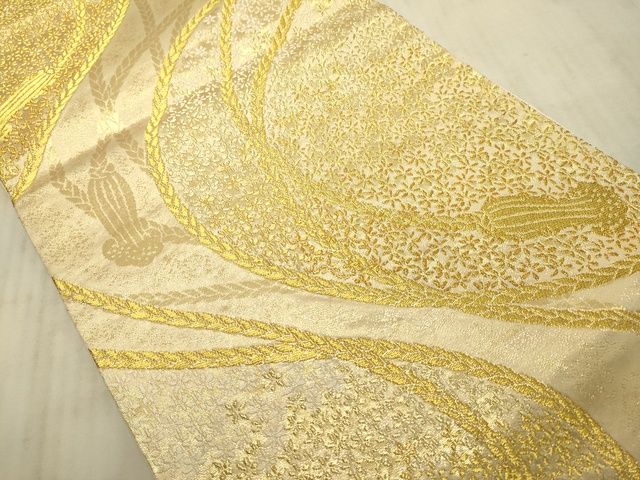 平和屋着物■六通柄袋帯　舞花文　金糸　逸品　DAAI4819du