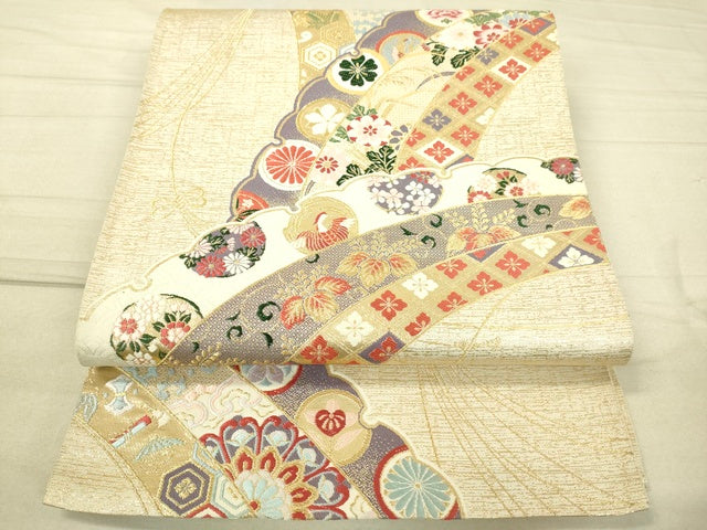 平和屋着物●六通柄袋帯 唐織 吉祥花鳥文 金糸 逸品 DAAI4878du