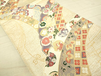 平和屋着物●六通柄袋帯 唐織 吉祥花鳥文 金糸 逸品 DAAI4878du