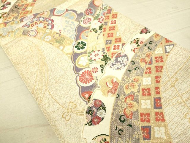 平和屋着物●六通柄袋帯 唐織 吉祥花鳥文 金糸 逸品 DAAI4878du