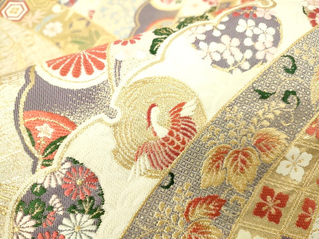 平和屋着物●六通柄袋帯 唐織 吉祥花鳥文 金糸 逸品 DAAI4878du