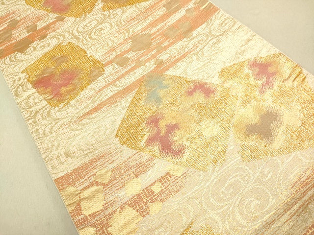 平和屋着物●六通柄袋帯 色紙重ね箔散らし文 金糸 逸品 DAAI4916du