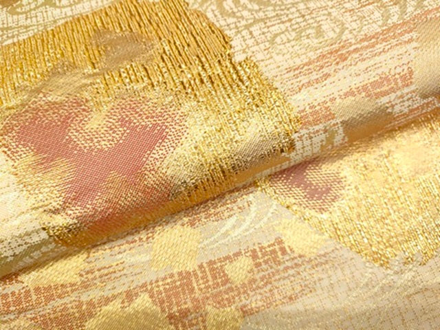 平和屋着物●六通柄袋帯 色紙重ね箔散らし文 金糸 逸品 DAAI4916du