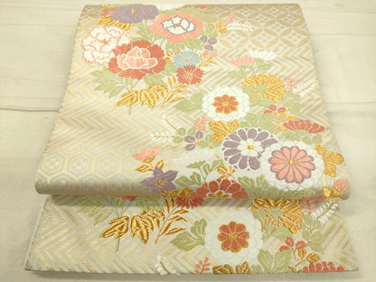 平和屋着物●六通柄袋帯 唐織 能衣 麗美唐花文 金糸 逸品 DAAI4967du