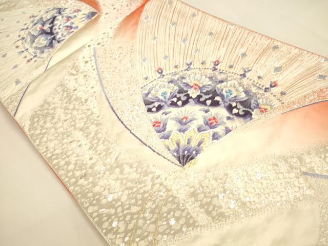 平和屋着物◎六通柄袋帯 唐織 舞蝶花文 金銀糸 正絹 逸品 DAAI5703op