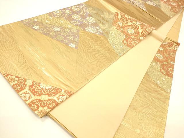 平和屋着物◎六通柄袋帯 切嵌花文 金糸 正絹 逸品 DAAI5967op