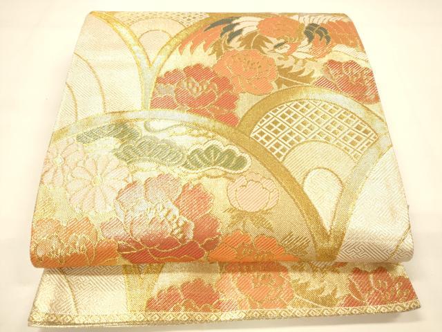 平和屋着物◎佐賀錦 六通柄袋帯 花松青海波 金糸 正絹 逸品 DAAI5984op