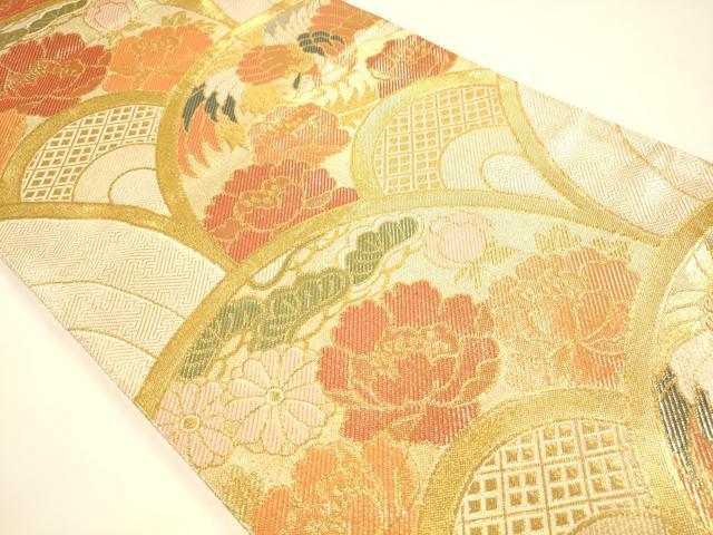 平和屋着物◎佐賀錦 六通柄袋帯 花松青海波 金糸 正絹 逸品 DAAI5984op