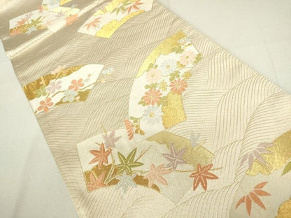 平和屋着物◎六通柄袋帯 唐織 高砂 流水地紙草花文 金糸 逸品 DAAI7128we