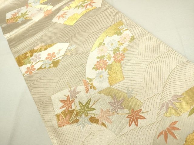 平和屋着物◎六通柄袋帯 唐織 高砂 流水地紙草花文 金糸 逸品 DAAI7128we