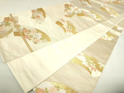 平和屋着物◎六通柄袋帯 唐織 高砂 流水地紙草花文 金糸 逸品 DAAI7128we