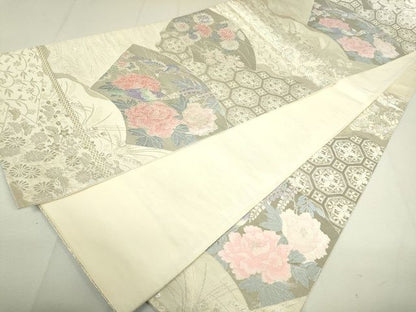 平和屋着物◎六通柄袋帯 地紙鳳凰草花文 プラチナ箔二重織 逸品 DAAI7136we
