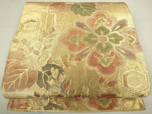 平和屋着物◎佐賀錦 六通柄袋帯 舞花文 金糸 逸品 DAAI7142we